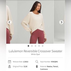 Lululemon Reversible Crossover Cashmere Blend Sweater 20